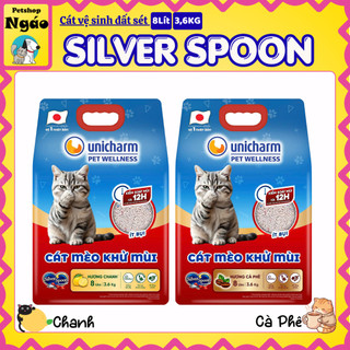 Cát mèo khử mùi Silver Spoon Unicharm Pet Wellness, hương cà phê/hương chanh 8 Lbs (3.6 kg)