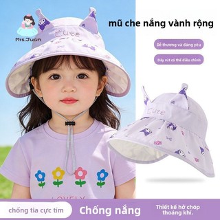 Mũ chống nắng Kuromi cho bé gái – mũ vành rộng dễ thương điều chỉnh size thoáng khí đi chơi hè