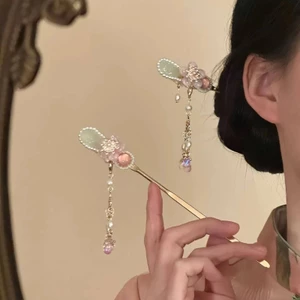 Mặt Dây Chuyền Chunyun và Kẹp Tóc Hoa Hồng Phong Cách Trung Quốc Thanh Lịch, Phù Hợp Với Sườn Xám Hanfu