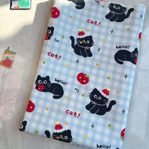 Tất Cả Cotton 40 Đếm In Vải Hoạt Hình Dễ Thương Kẻ Sọc Mèo Nhỏ Đen Quần Áo Phụ Kiện Tóc Túi Handmade diy Thú Cưng Vải 4.3