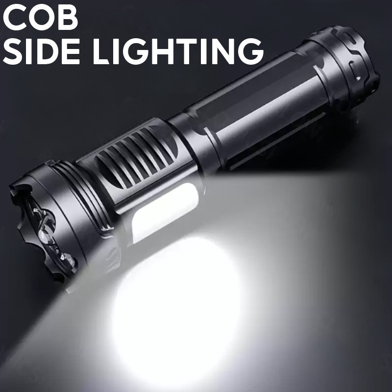 7*Hạt đèn LED Đèn Pin Đa Năng Siêu Sáng, Đèn Bên Hông COB, Sạc USB, Chống Nước IPX4