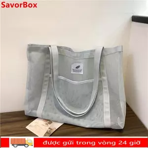 Túi đeo vai lưới SAVORBOX, Túi đi biển du lịch khô nhanh trong suốt, Túi xách Tote lưới mua sắm thông thường bền bỉ dành cho nữ