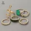 Nhẫn rắn kim cương giả xanh, bộ 6 cái, pha lê vintage sang trọng cho nữ trang sức