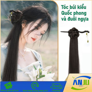 Tóc Giả Trung Quốc Mới, Tóc Xoăn đuôi Ngựa, Kẹp Nối Tóc, Trâm Tóc Phong Cách Cổ Trang Kiểu Búi Một Bên