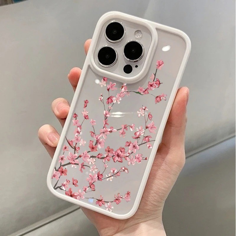 Ốp Điện Thoại Hoa Anh Đào Cho iPhone 17 16 Pro Max 15 Pro 14 Plus 13 12 11 16E X XR XS 7 8 Plus SE2 Vỏ Trong Suốt Chống Sốc