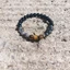 Vòng tay thủy tinh mắt hổ tự nhiên Obsidian-Look - Hạt tròn thủ công - Hạt hình học giọng bạc - Unisex Văn phòng hàng ngày