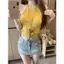 Áo yếm cổ dây màu vàng dành cho nữ mùa hè