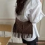 Túi đeo chéo tua rua Bohemian giả da lộn cổ điển Đinh tán có dây kéo Túi đeo vai