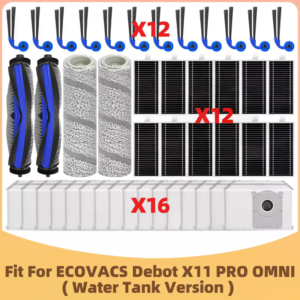 Phù Hợp Cho ECOVACS Debot X11 PRO OMNI (Phiên Bản Bình Nước) Bàn Chải Bên Chính Bộ Lọc HEPA Con Lăn Lau Vải Túi Bụi Phụ Kiện Thay Thế