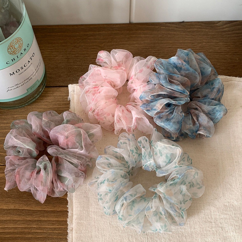 Hululu Scrunchy Hoa Organza Phong Cách Hàn Quốc Retrô Cho Tóc Nữ
