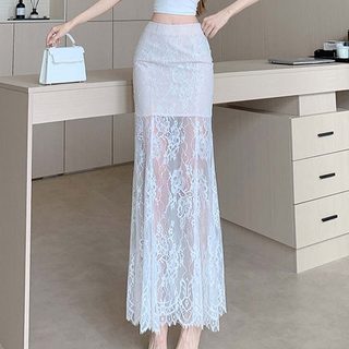 Nova-Chân Váy Ren Dài Xòe Đi Biển Váy Ren Dáng Dài Xuyên Thấu Vintage