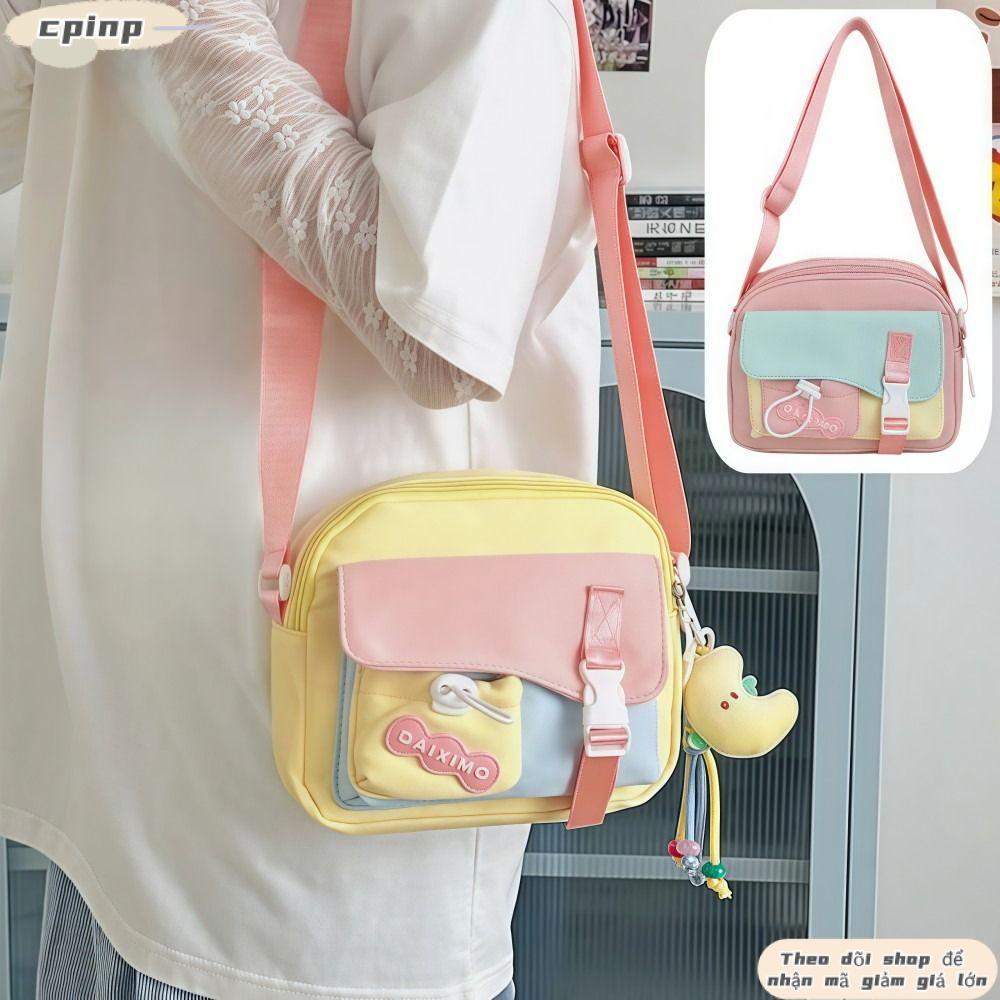 Túi đeo vai nữ CPINCP, Túi đeo chéo dung tích lớn màu sắc, Túi Tote vải Nylon mềm nhẹ dễ thương cho bé gái