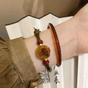 Vòng tay nữ phong cách Trung Quốc retro với hoa hồng đính hạt siêu xinh