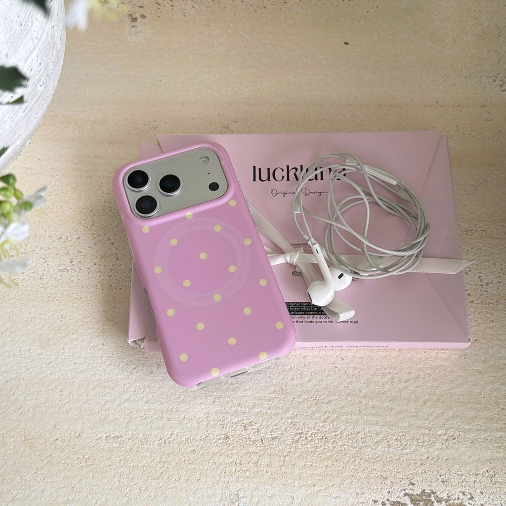Ốp điện thoại chấm bi màu hồng từ tính cho IPhone 17 Pro Max 17 16 15 14 13 ốp lưng iphone