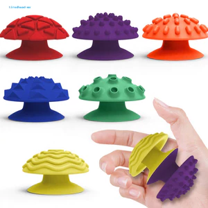 Bộ 6 Đồ Chơi Fidget Cảm Giác Nấm Silicon Có Cốc Hút – Giảm Căng Thẳng Lo Âu Mini Họa Tiết Đá Lo Âu Cho Trẻ Em Người Lớn Đá Di Động Để Thư Giãn Tập Trung