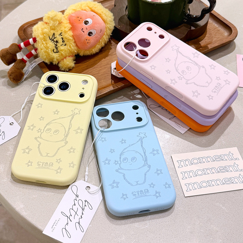 Ốp điện thoại silicon lỏng hình ngôi sao dễ thương cho iPhone 17 Pro Max 16 15 14 13 12 11 Vỏ bảo vệ chống sốc