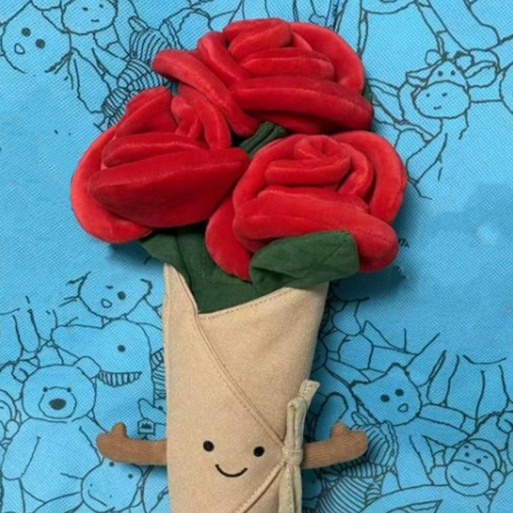 Rose Bouquet Plush Soft Forever Roses Valentines Plush Toys Valentine's Day Plush Toys For Kids Family Friends junlavn