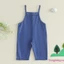 Bộ áo liền quần Denim cổ vuông không tay thường ngày