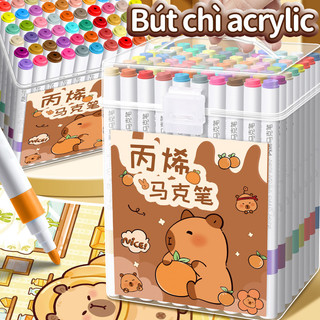 Hộp bút acrylic marker 60 màu đầu tròn – Màu sắc tươi sáng, trải nghiệm vẽ trên vô vàn chất liệu.