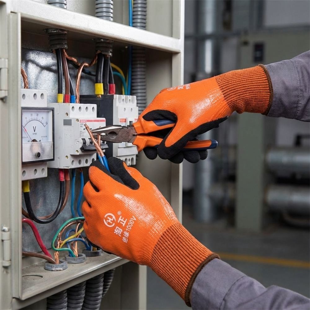 Găng tay cách nhiệt thợ điện DONOVANQQ, Găng tay chống sốc điện áp chịu được độ đàn hồi cao 1000 V, Găng tay bảo vệ an toàn chống sốc bằng cao su chống mài mòn