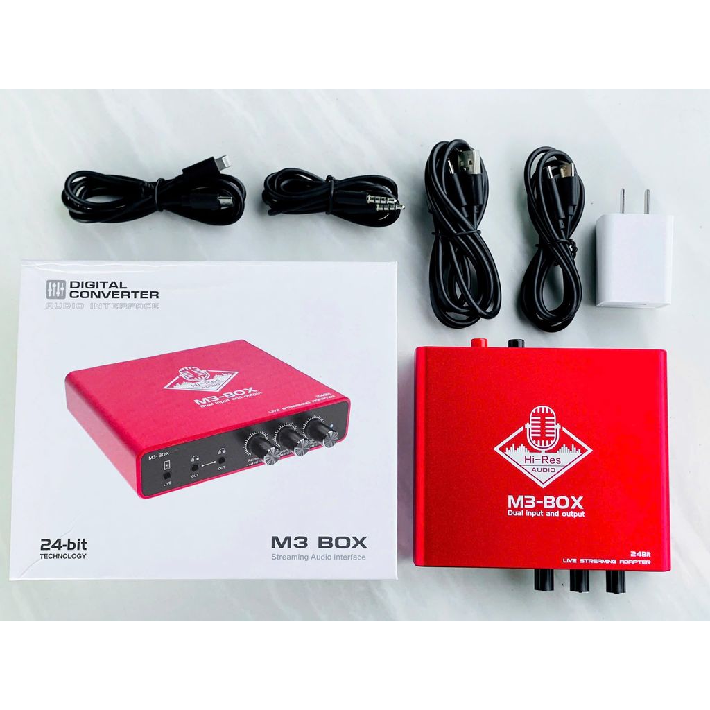 M3-Box Sound Card 24 Bit Dành Cho Hát Live Sử Dụng Chất Lượng Âm Thanh Tốt Thu Âm Livestream Chơi Game Karaoke Online