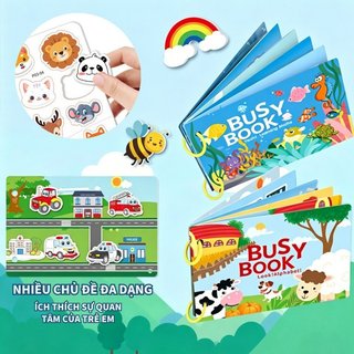 Busy book bóc dán – Tái sử dụng nhiều lần – 4 chủ đề: alphabet, số đếm, trang trại,đại dương – Rèn luyện tư duy&quan sát