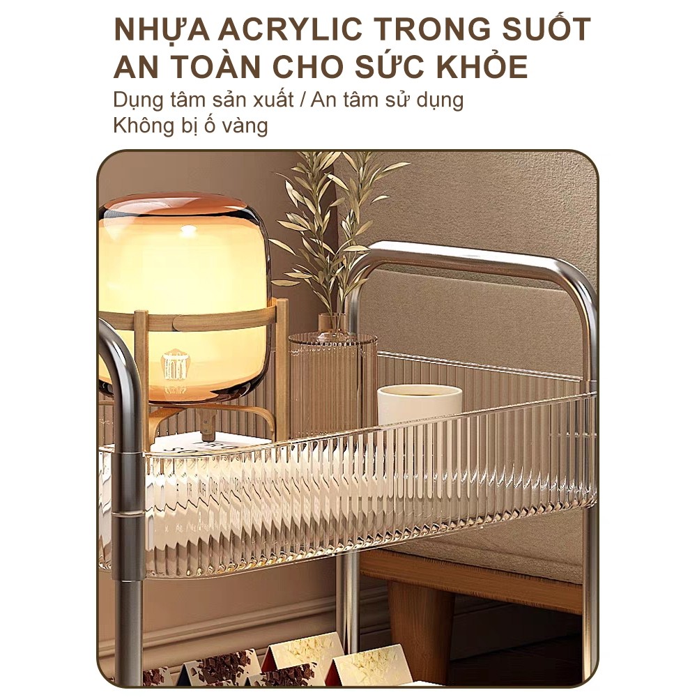[Bồi thường 100% khi bị vỡ ] Xe Đẩy Spa Kệ Nhựa Trong Suốt Có Bánh Xe Đa Năng Kệ Để Đồ Trong Suốt