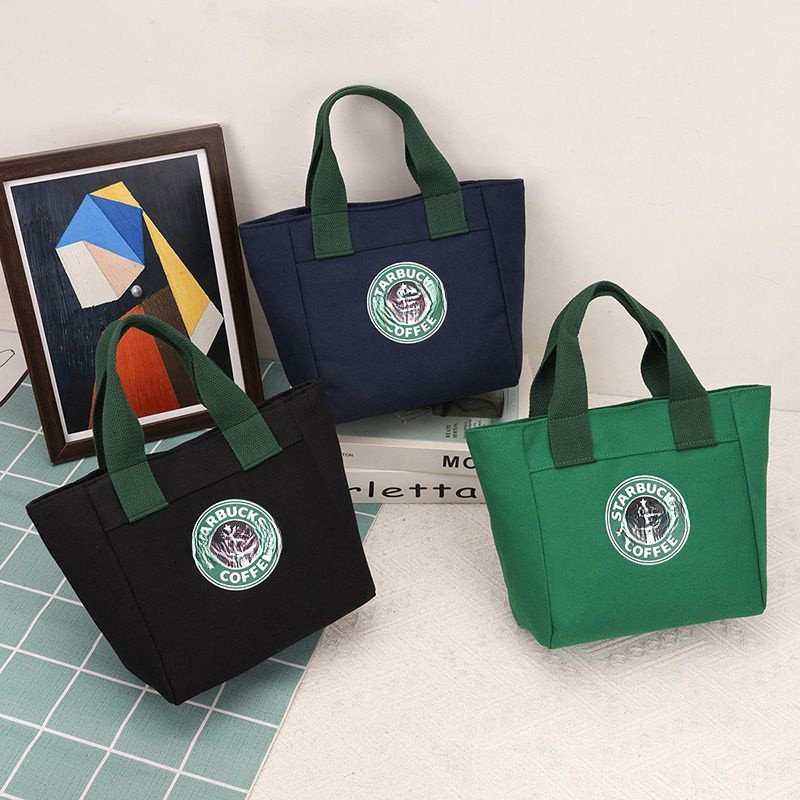 Starbucks Bố Túi Vải Di Động Cốc Nước Vị Trí Hộp Cơm Trưa Túi Mẹ Túi Đựng Đồ Ăn Trưa Học Sinh Dung Tích Lớn Làm Việc Mua Sắm