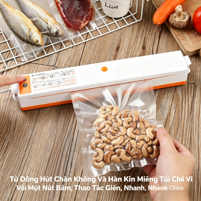 Máy Hút Chân Không Thực Phẩm Kiêm Hàn Miệng Túi, Máy Hút Chân Không,  Bảo Quản Thực Phẩm Khô