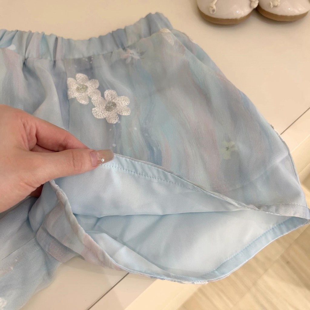 Bộ Đồ Bé Gái Mùa Hè Phong Cách Mới Bé Gái Ngọt Ngào Áo Sơ Mi Cho Bé Quần Short Thời Trang Bộ Đồ Hai Mảnh