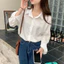 Áo sơ mi nữ hoa hồng đỏ, dáng dài tay phù hợp mặc hàng ngày