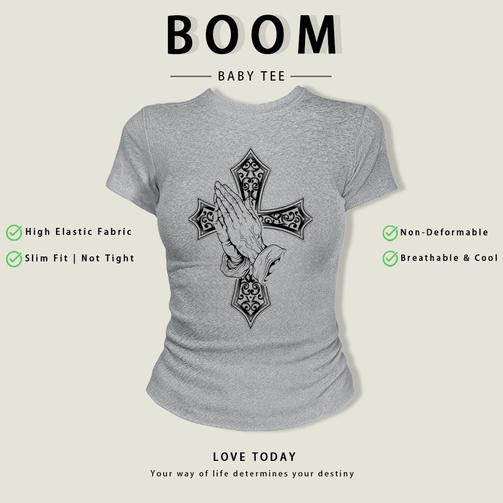 BOOM Áo Baby Tee Nữ Cotton Ôm Body-Áo Thun Ngắn Tay Y2K In Hình PhongCách Mùa Hè, Cổ Tròn Hàng Đầucách hàn quốc phongW12