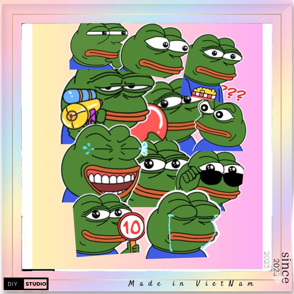 100 Sticker Crazy Frog trang trí hộp bút vali dụng cụ học tập sách vở văn phòng phẩm