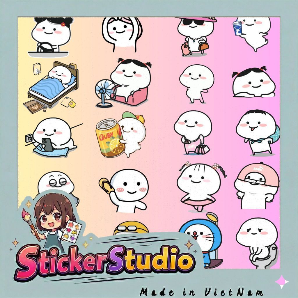 60 Sticker Quby mapin yaaa cho  trang trí sổ tay note book laptop mũ bảo hiểm chống nước tốt