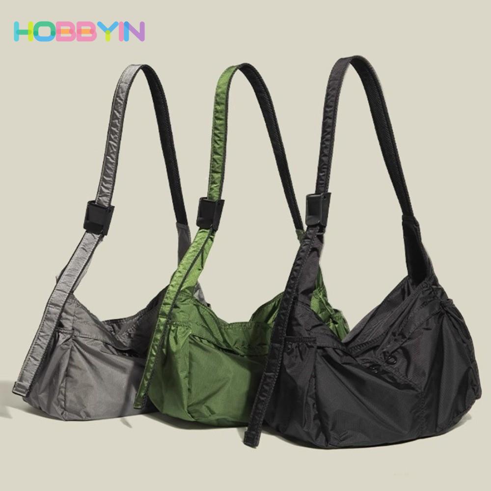 Túi đeo chéo HOBBYIN, Túi đeo vai màu trơn chống thấm nước, Vải mịn di động đa năng Túi ngoài trời dung tích lớn Unisex