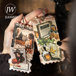JIANWU Phù Thủy Báo Series Vintage Nhân Vật Ma Thuật Phong Cảnh Chất Liệu Cắt Dán Sáng Tạo DIY Tạp Chí Văn Phòng Phẩm