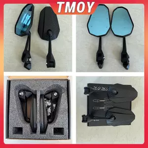 TMOY Xe Máy Gương Bên Street King Chống Glare HD Vision Có Thể Điều Chỉnh Ống Kính Xanh Gương Chiếu Hậu Chống chói 360° TMOY 1 Cặp có thể điều chỉnh