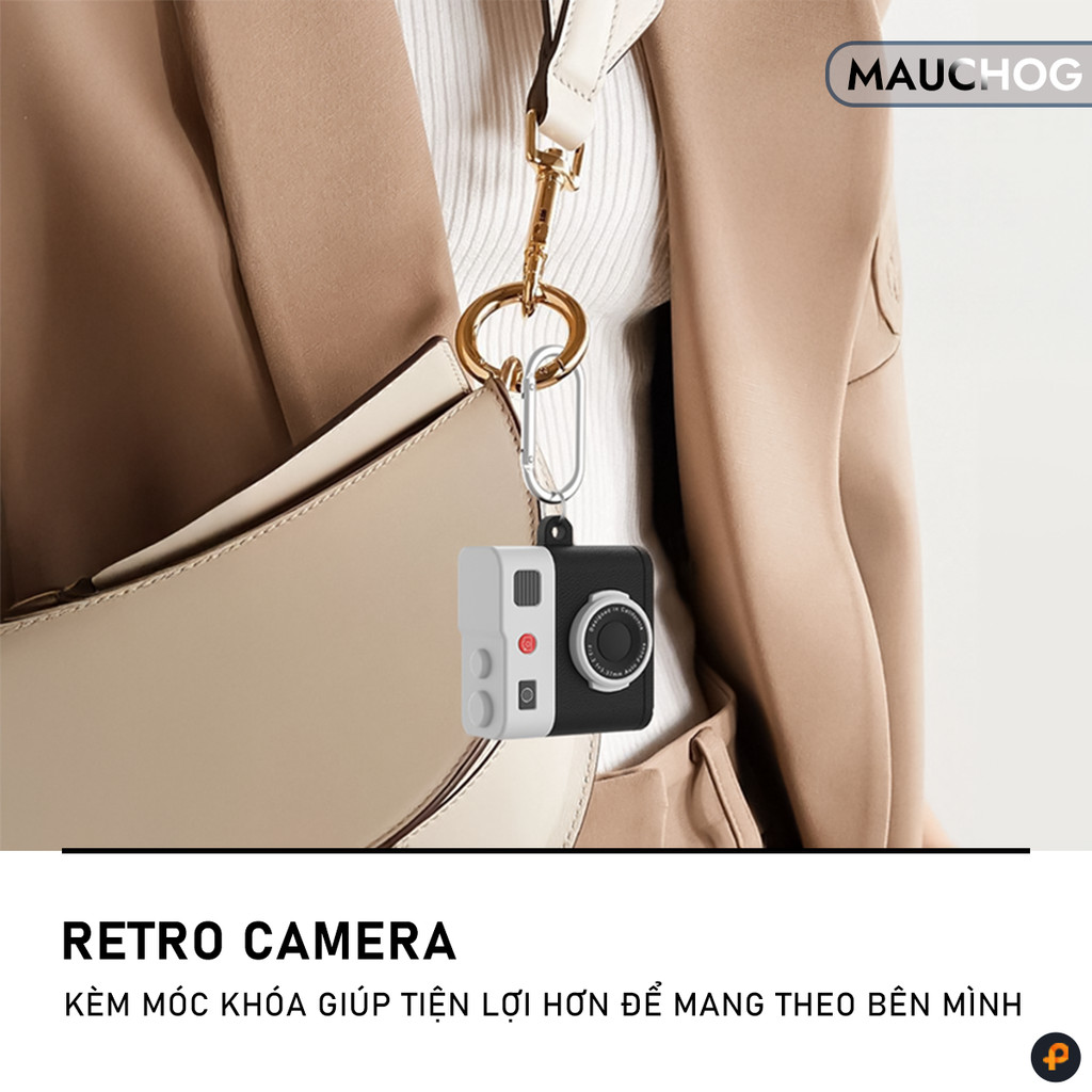 Ốp In Hình Máy Ảnh Camera Retro Cổ Điển Sạc Không Dây Kèm Móc Khóa Cho Airpods Pro 3 2 Airpods 4