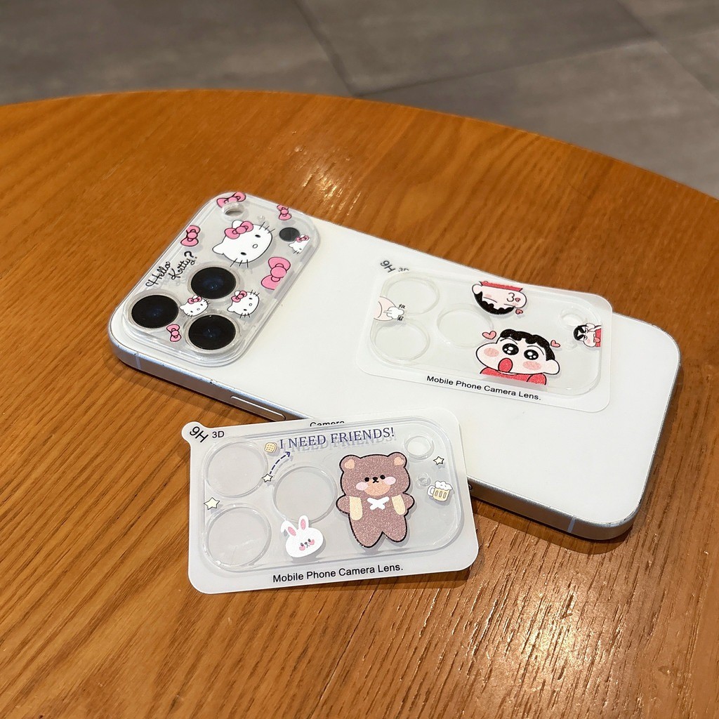 Phim hoạt hình dễ thương Stitch Hello Kitty Kính cường lực Phim ảnh cho iPhone 17 Pro Max / 17 / 16 Pro / Bảo hiểm toàn diện Bảo vệ camera điện thoại