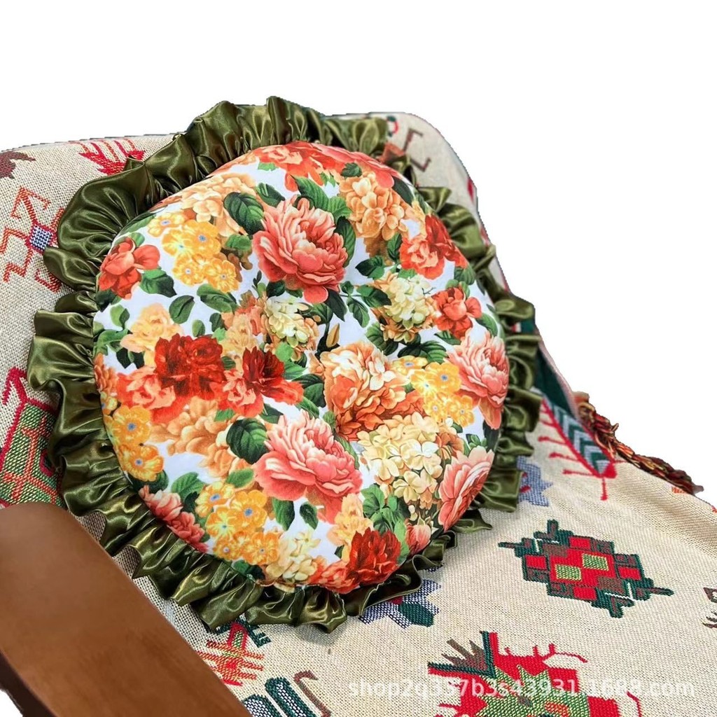 Retro Ren Ghế Tròn Đệm Nhà Thoáng Khí Futon Tatami Tầng Ghế Văn Phòng Đệm