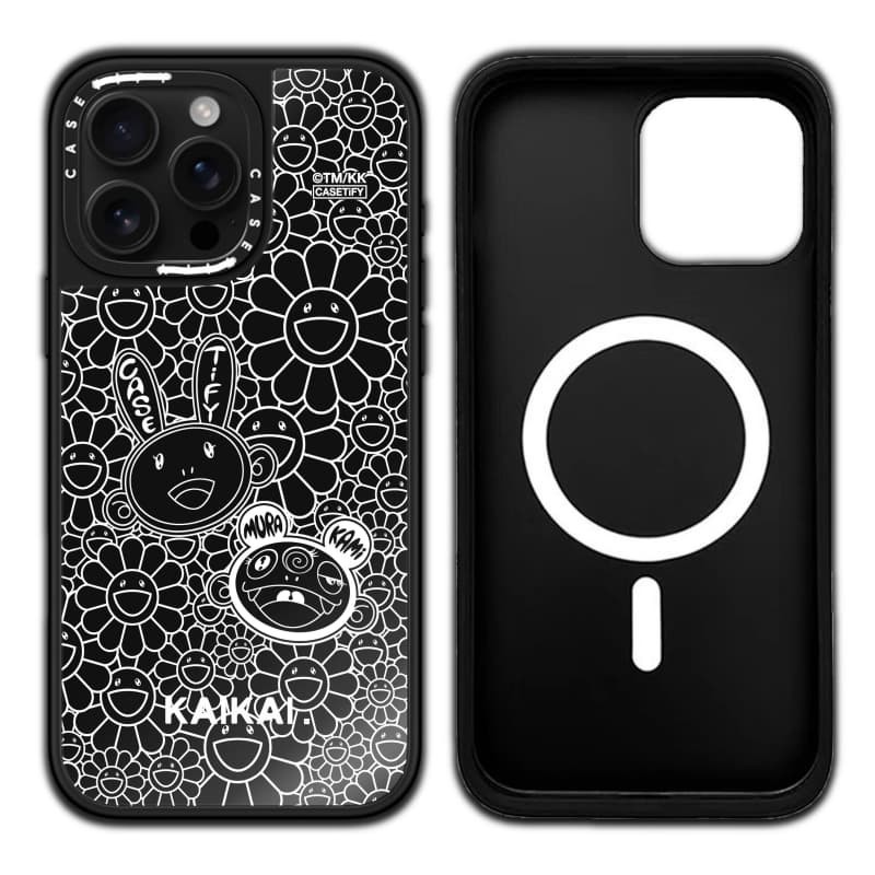 CASECASE X TAKASHI MURAKAMI KaiKai & KiKiChromeCase Vỏ iPhone Gương Đen & Bạc Hút Từ Tính IPhone 17 16 15 14 13 12 Pro Max Plus Ốp Lưng Cứng Có Hộp Khắc logo