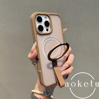 Ốp điện thoại có giá đỡ gấp từ tính chạm da, thích hợp cho iPhone 11, 12, 13, 14, 15, 16, Pro, Max, ốp lưng cứng chống sốc toàn bộ trong suốt