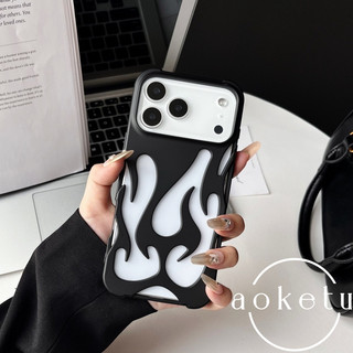 Ốp điện thoại rỗng màu cam mới phù hợp cho Apple iPhone 17 Promax mờ mờ 16pro màu trơn ngọn lửa ba chiều rỗng 13 / 12 / 11 bao gồm tất cả vỏ mềm