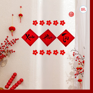 Set 10 bông hoa xốp nhung đỏ điểm xuyến không gian tết 6cm,phụ kiện trang trí Tết,hoa làm đồ thủ công handmade DIY