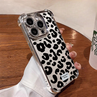 Ốp Điện Thoại Cho Xiaomi MI 15T 14T Pro 15 13 14 Pro POCO X7 X3 F5 M3 M4 Pro X5 F4 F7 M7 F8 Siêu Bao Túi Khí Mạ Thời Trang Da Báo Đen Mờ Trong Suốt Giáp Mềm