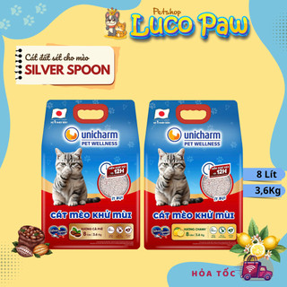 Cát Mèo Khử Mùi Silver Spoon Unicharm Pet Wellness Hương Cà Phê/Chanh 8Lbs Nhật Bản Ít Bụi