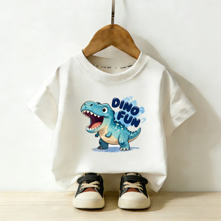 Áo thun in hình khủng long bạo chúa Tyrannosaurus Rex một mặt dành cho bé trai，thoải mái，thoáng khí và thân thiện với da