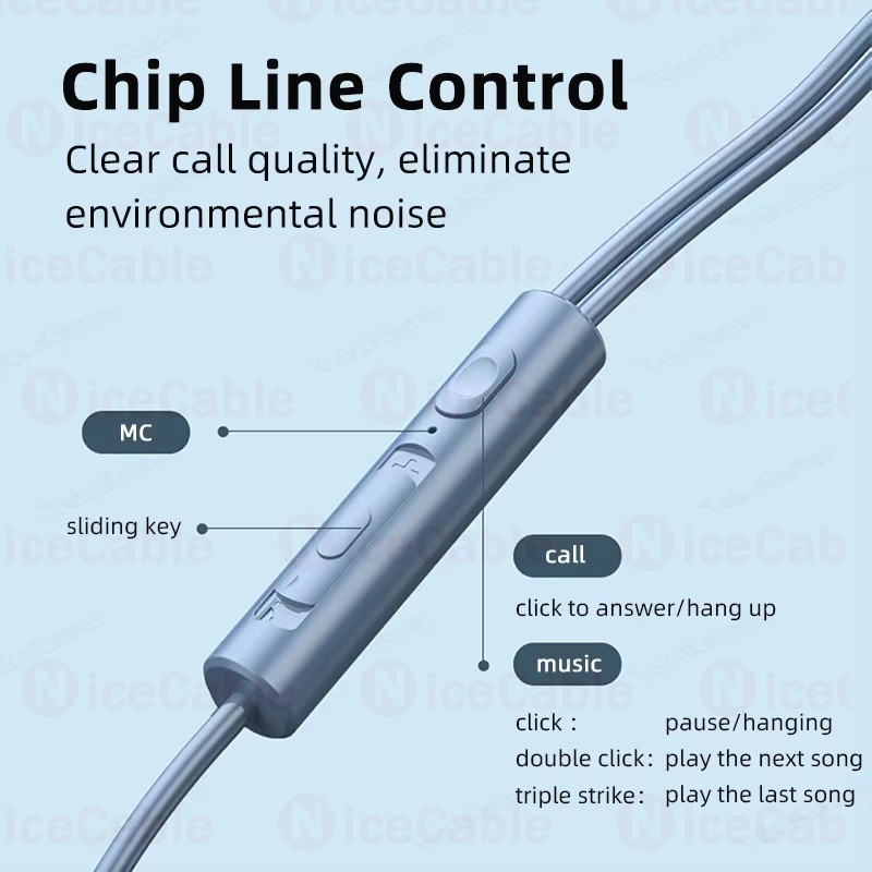 Âm Thanh Bass Nặng Âm Thanh Tai Nghe Loại C / 3.5MM Jack Line Điều Khiển Tai Nghe Có Dây Khử Tiếng Ồn Tai Nghe In-Ear Có Mic HD