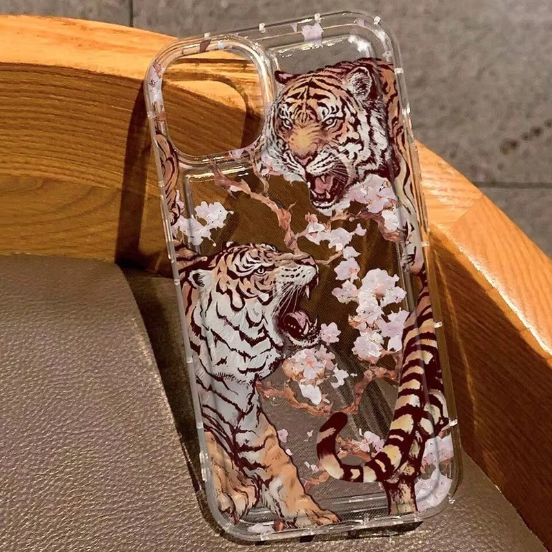 Ốp lưng trong suốt in hình con hổ mận Blossom Vicious cho Samsung S26 S25 S23 S24 Ultra S22 Plus S21 S20 FE A55 A35 A15 A54 A53 Vỏ chống sốc mềm