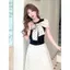 Áo thun nữ phong cách Hàn Quốc, thiết kế off-the-shoulder với nơ và chấm bi, phù hợp mùa hè